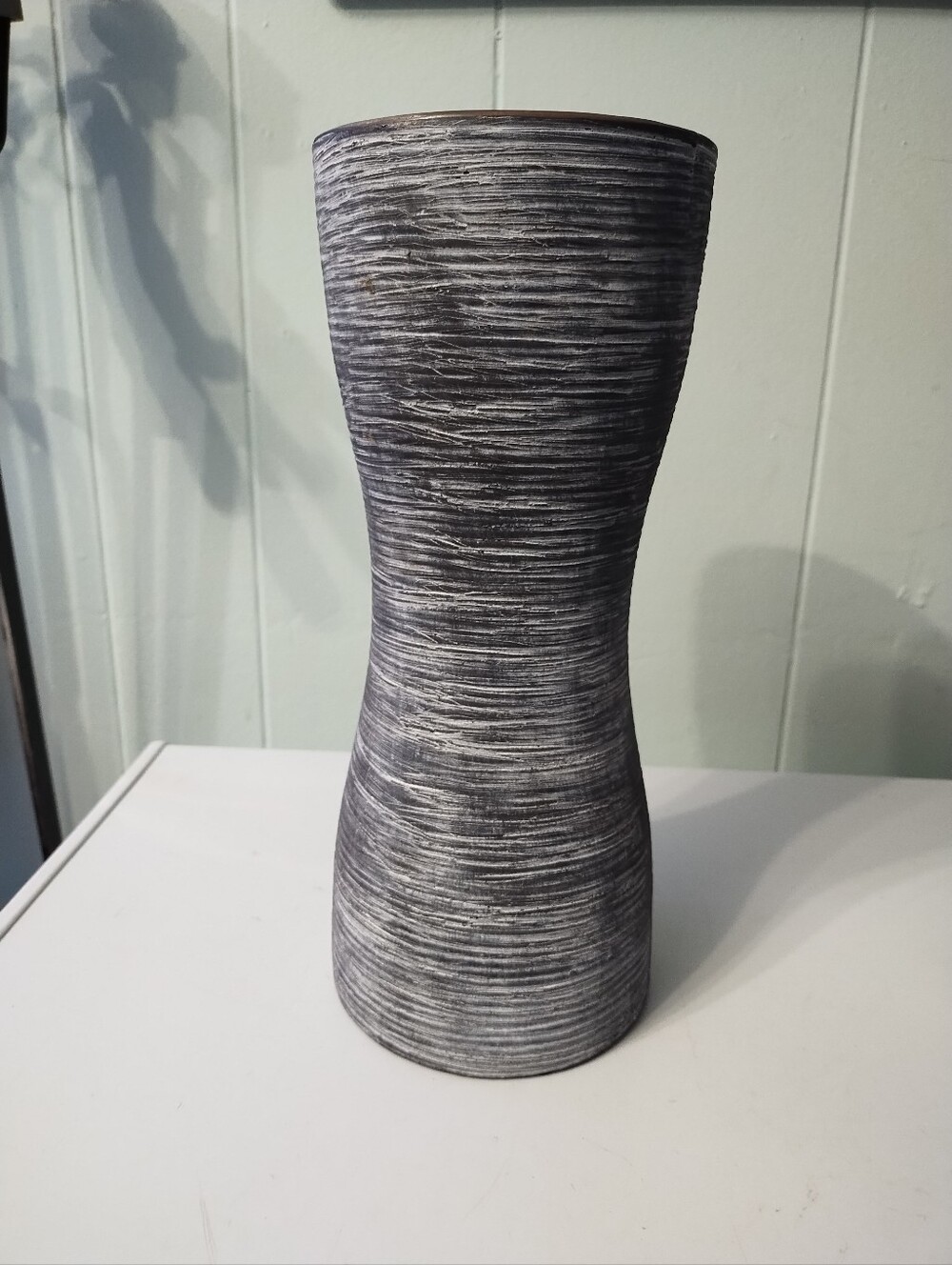 Crate & Barrel Clay Pottery Large Hourglass Vase